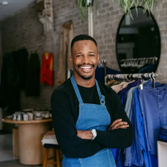 A man smiling to camera