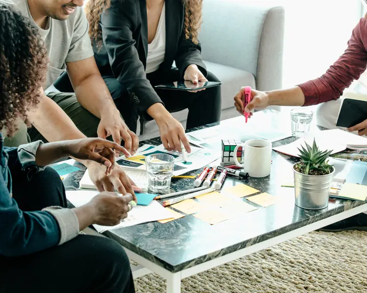A group working around a table